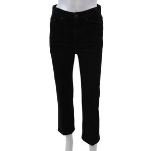Jeanerica Womens Cotton High Rise Straight Legged Jeans Solid Black Size 25